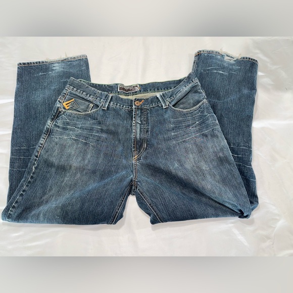 ENYCE CLOTHING CO. JEANS RETRO Y2K BAGGY GRUNGE. DISTRESSED LEG CUFFS SIZE 38 - Picture 3 of 6